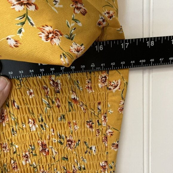 Lulus Trixiebelle Mustard Yellow Floral Print On Off Shoulder Dress - Picture 12 of 12